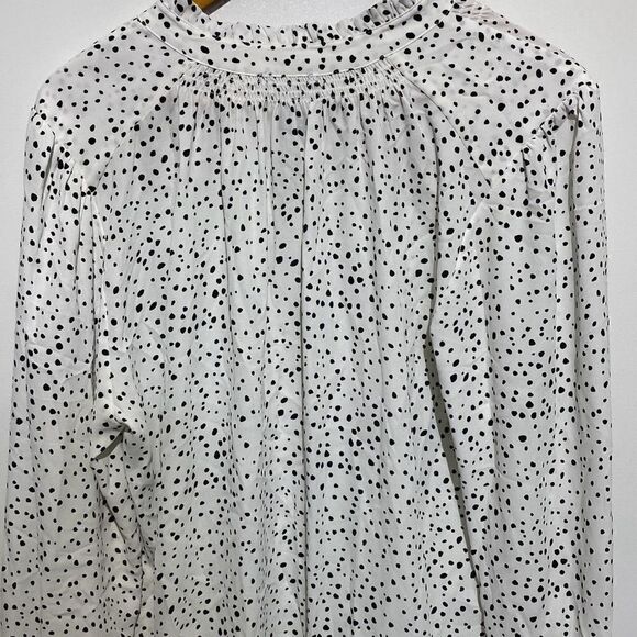 Jones & Co Jones New York Women's White Black Dotted Ruffled Blouse Size XL - Picture 6 of 9